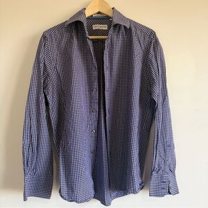 Vintage Guy Laroche Navy Checkered Button Down Shirt